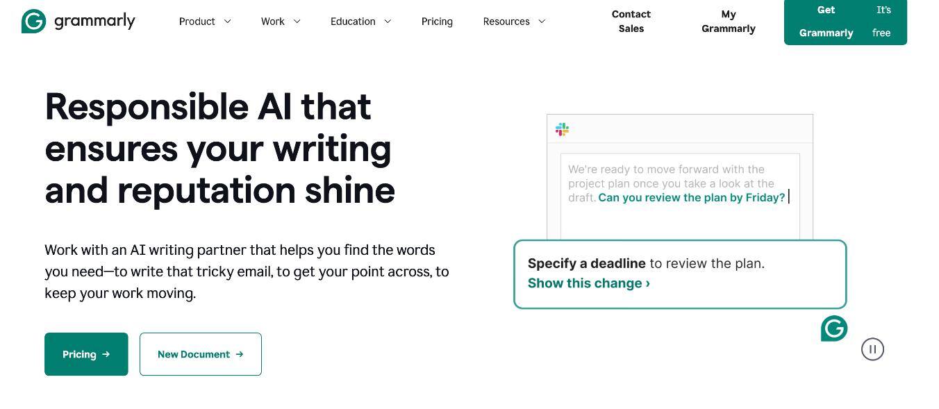 Grammarly homepage