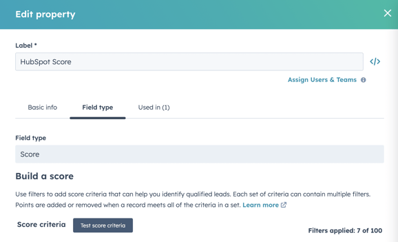 HubSpot score