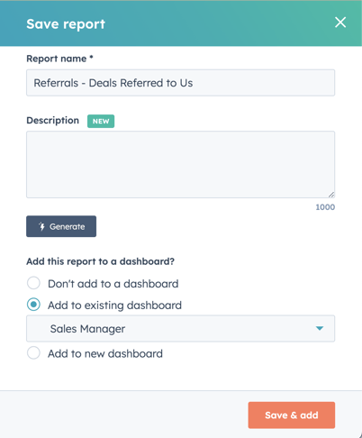 add report to hubspot dashboard