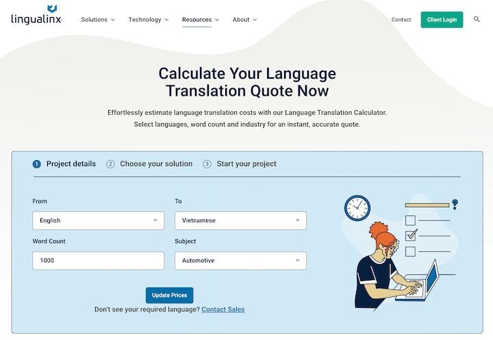 LinguaLinx pricing page
