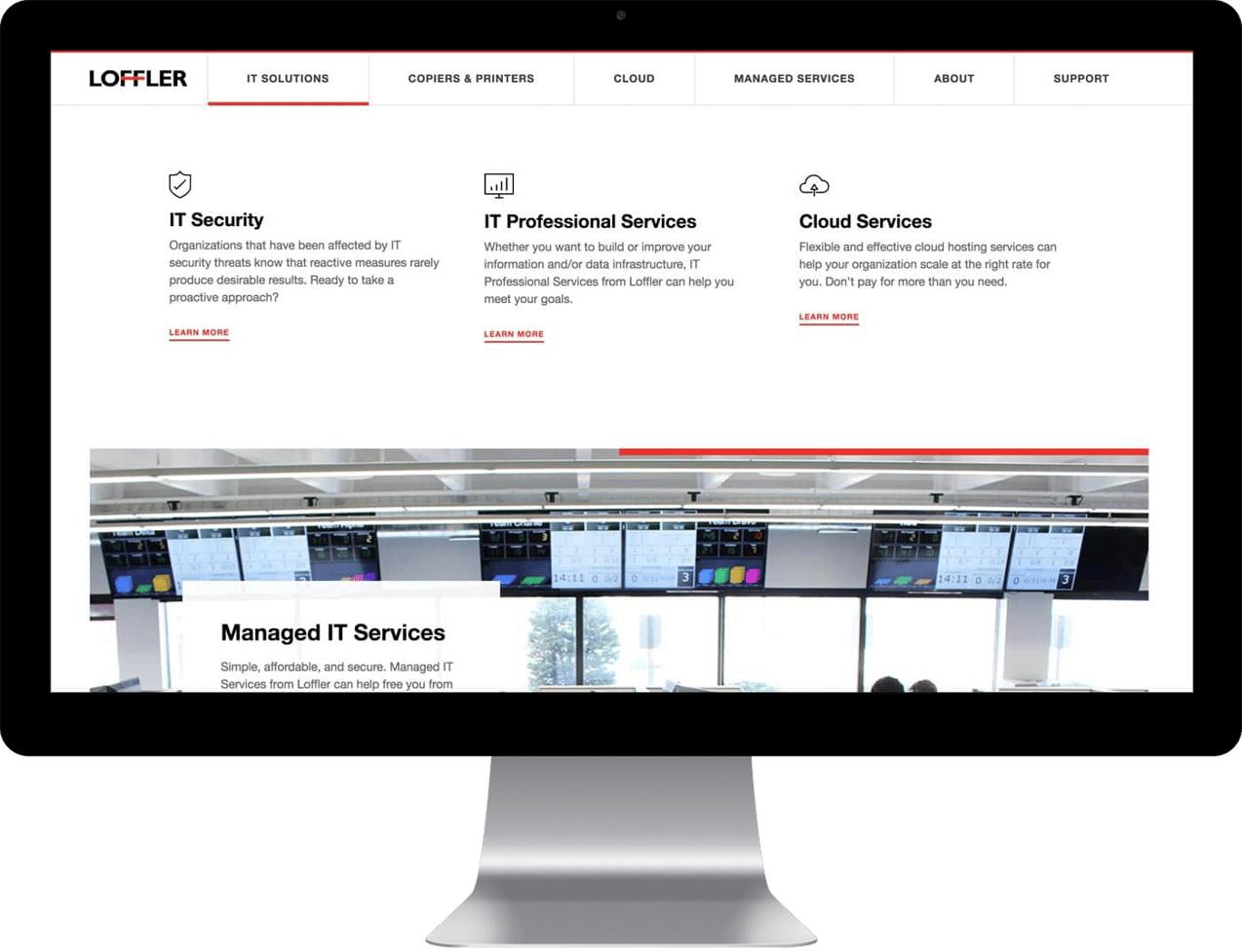Loffler website as seen on a desktop computer monitor