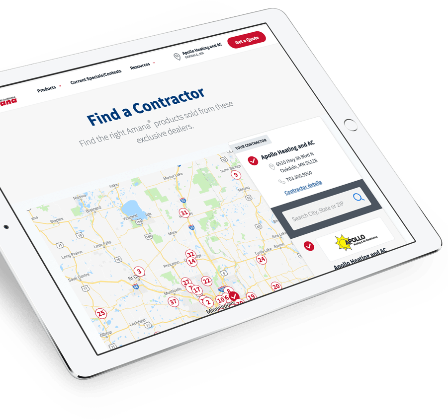 I Heart Amana website on a tablet