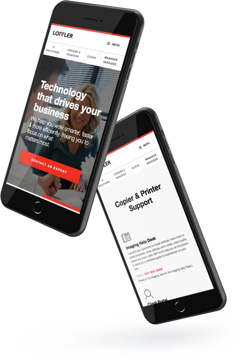Loffler's website on a mobile phone