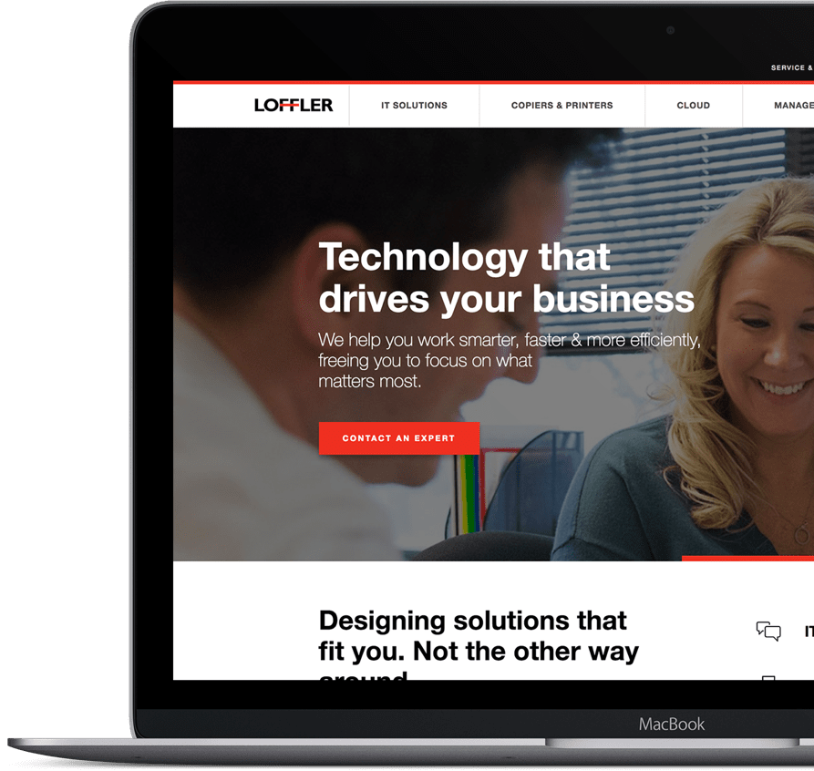 screenshot of Loffler website on laptop