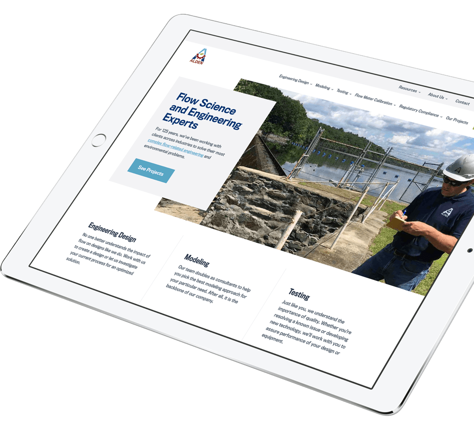 Alden Labs website redesign on a tablet