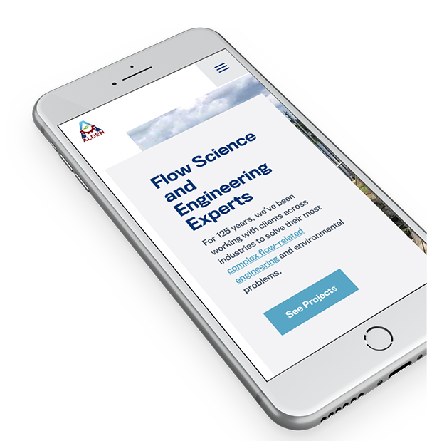 An example of what the Alden Lab website looks like on a mobile device