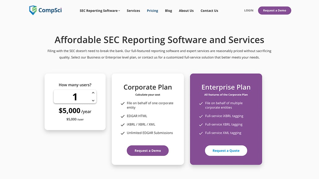 Custom Web Design for FINTECH, SaaS Reporting Company