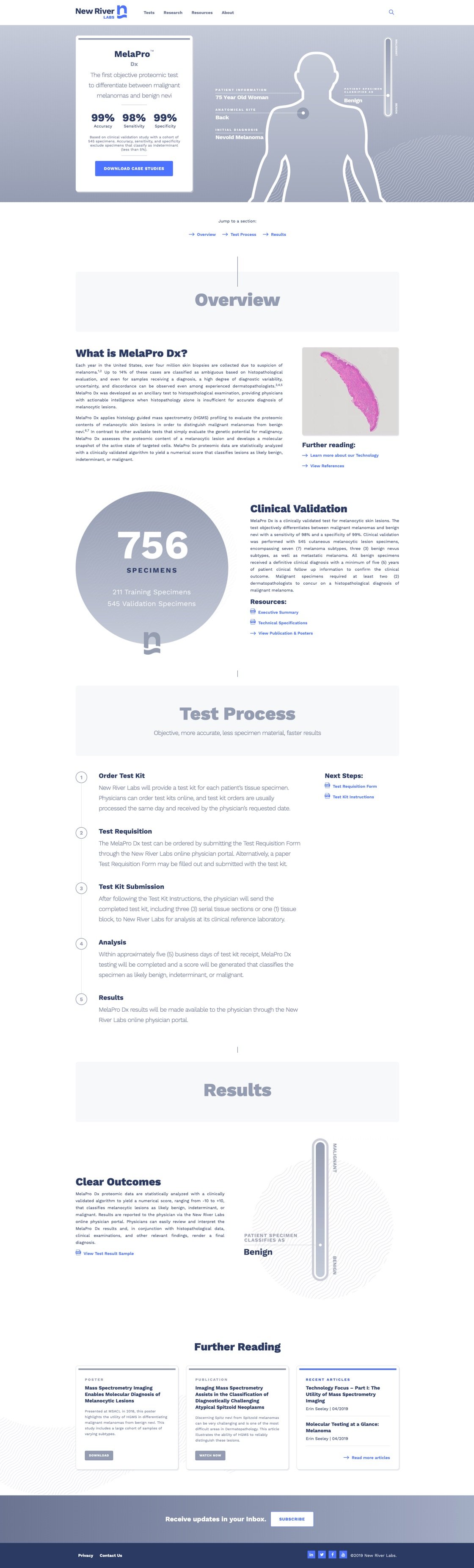 New River Labs Clinical Test Case Study page design
