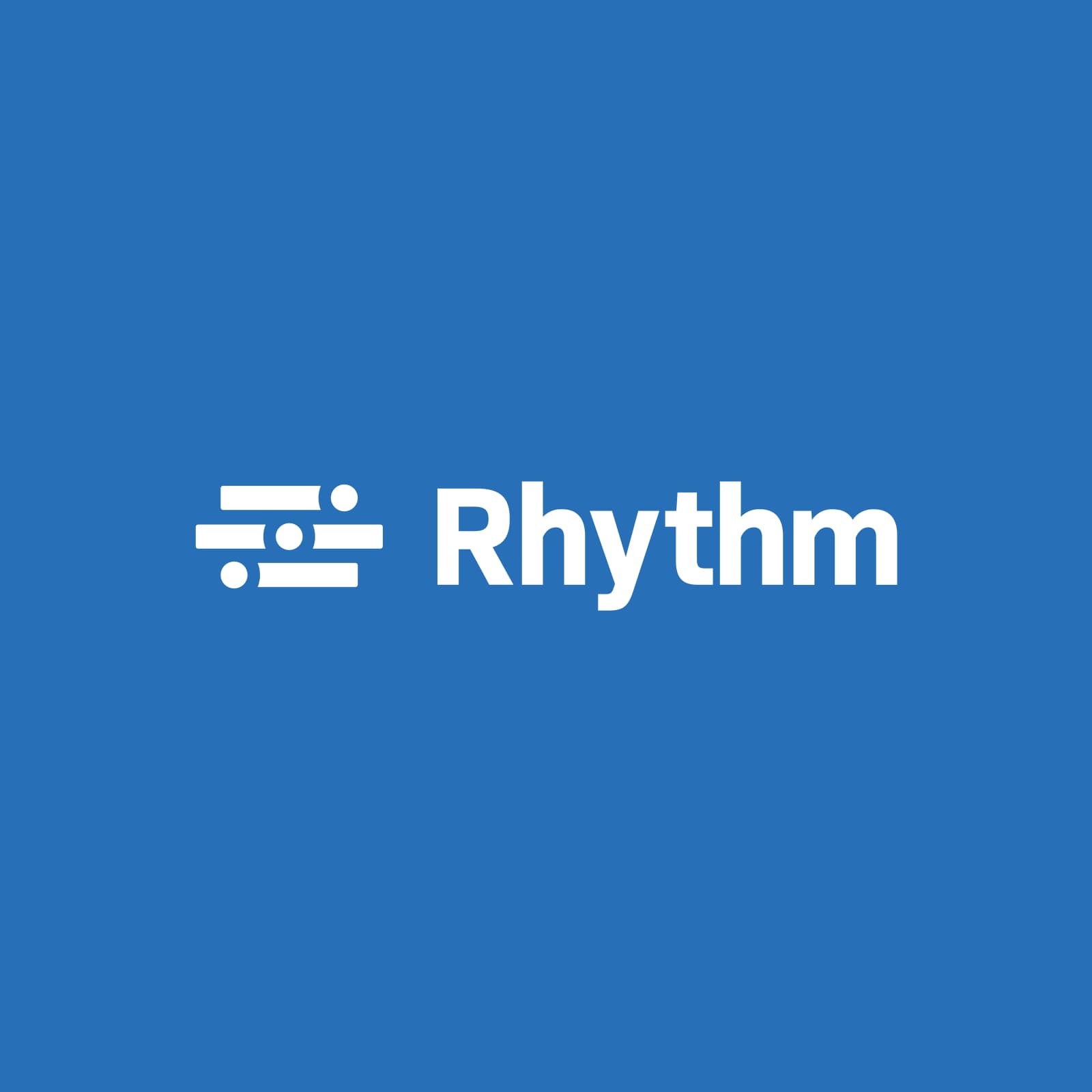 White Rhythm logo on blue