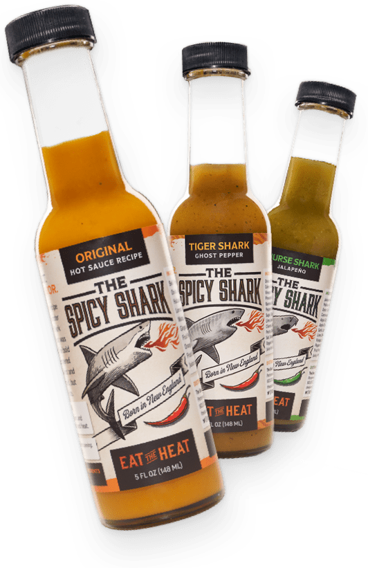 Spicy shark packaging in a row