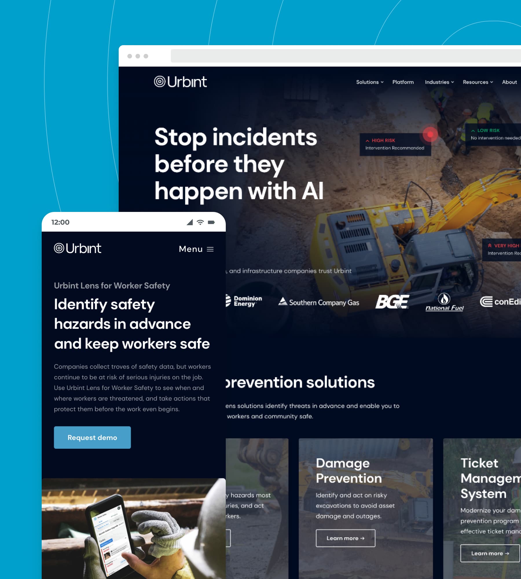 Construction dig size with boxes informing users of danger and safe areas