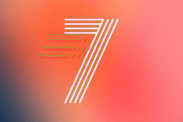 illustration of the number seven on a red gradient background