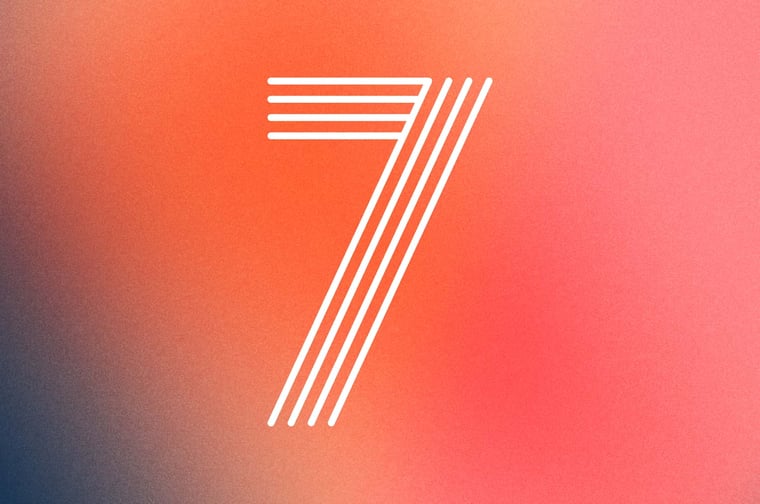 illustration of the number seven on a red gradient background