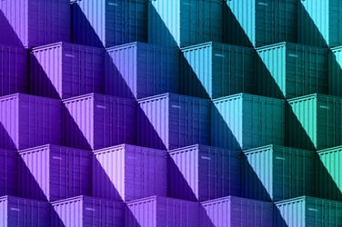 Stacks of storage containers. 