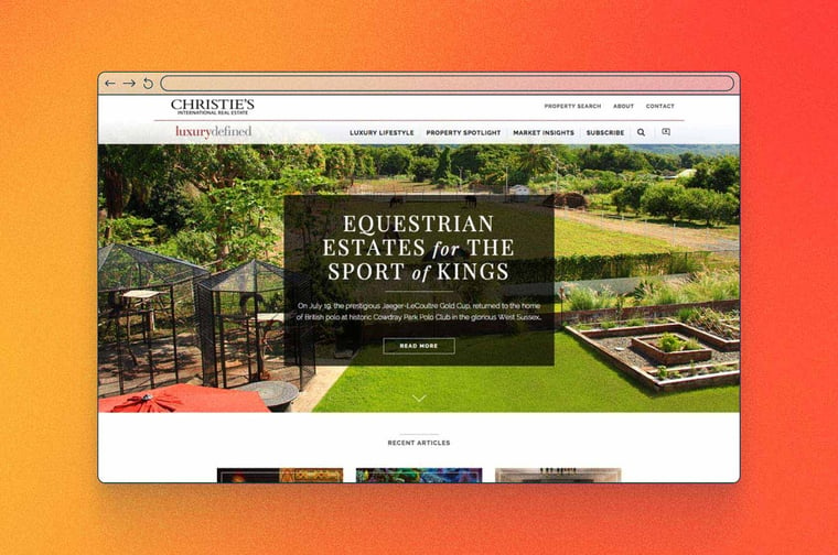 Christie’s International Real Estate site preview of home page. 