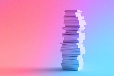 Large stack of books. 