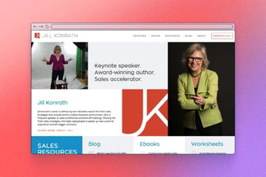 Jill Konrath site preview of home page.