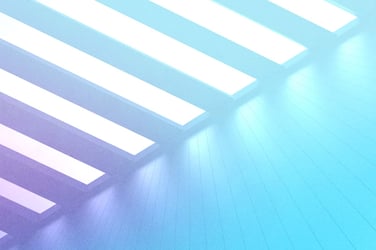 light shining through a slatted ceiling
