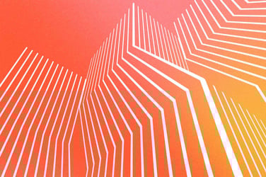 Abstract tall buildings made of vertical lines.