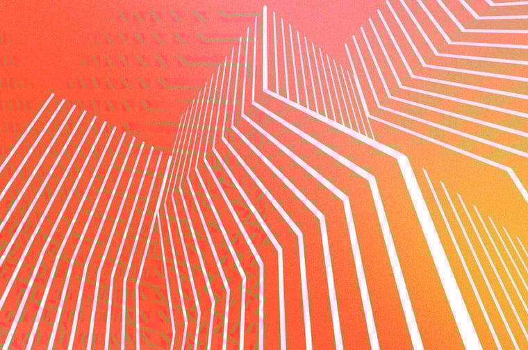 Abstract tall buildings made of vertical lines.