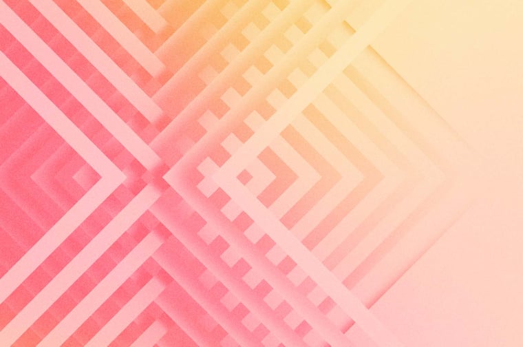 Abstract design of intertwining chevron patterns. 