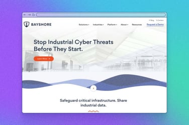 Bayshore Networks site preview of home page. 