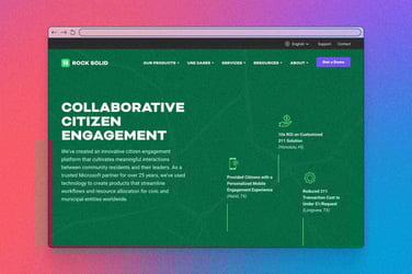 Rock Solid Technologies site preview of home page. 
