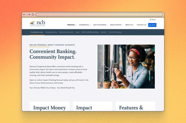 National Cooperative Bank site preview of home page. 