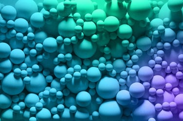 Collection of various sizing spheres to symbolize years of experience. 
