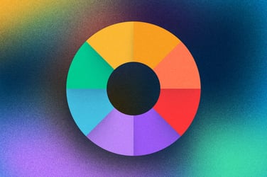 Illustration of a color wheel on a gradient background