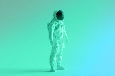 Astronaut fully in gear. 