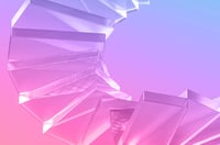 spiraling glass staircase on a gradient background