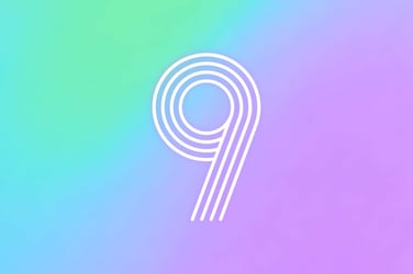 a stylized number 9 on a gradient background