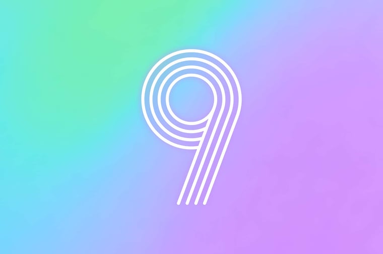 a stylized number 9 on a gradient background