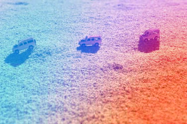 Jeeps going through terrain. 