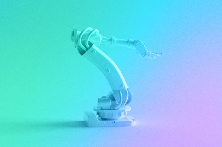 Robotic arm representing AI. 