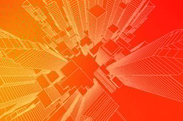 Aerial view of abstract skyscrapers.