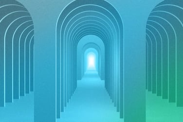 Long hallway of archways.