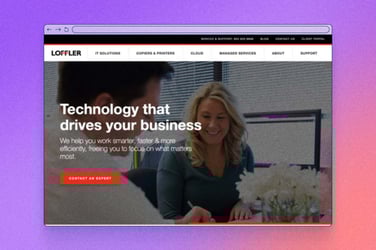 Loffler site preview of homepage. 