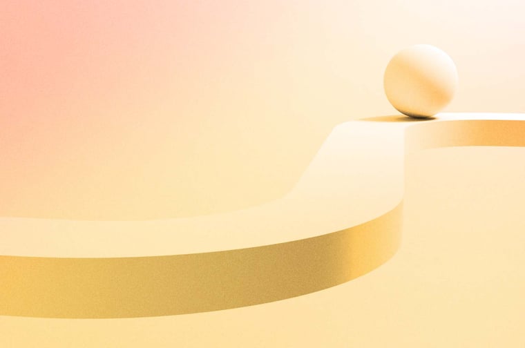 Ball flowing through a tight path with no edges. 