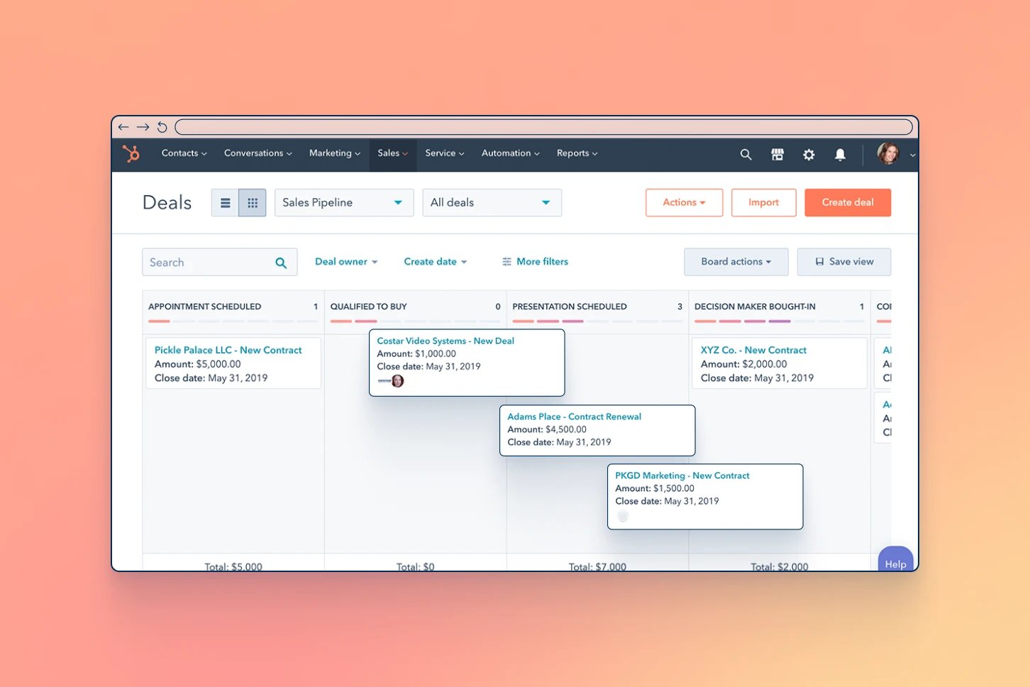 screenshot of HubSpot UI