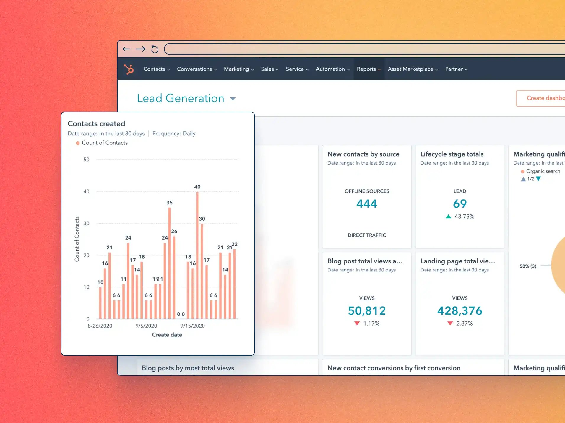 screenshot of HubSpot Marketing Hub UI