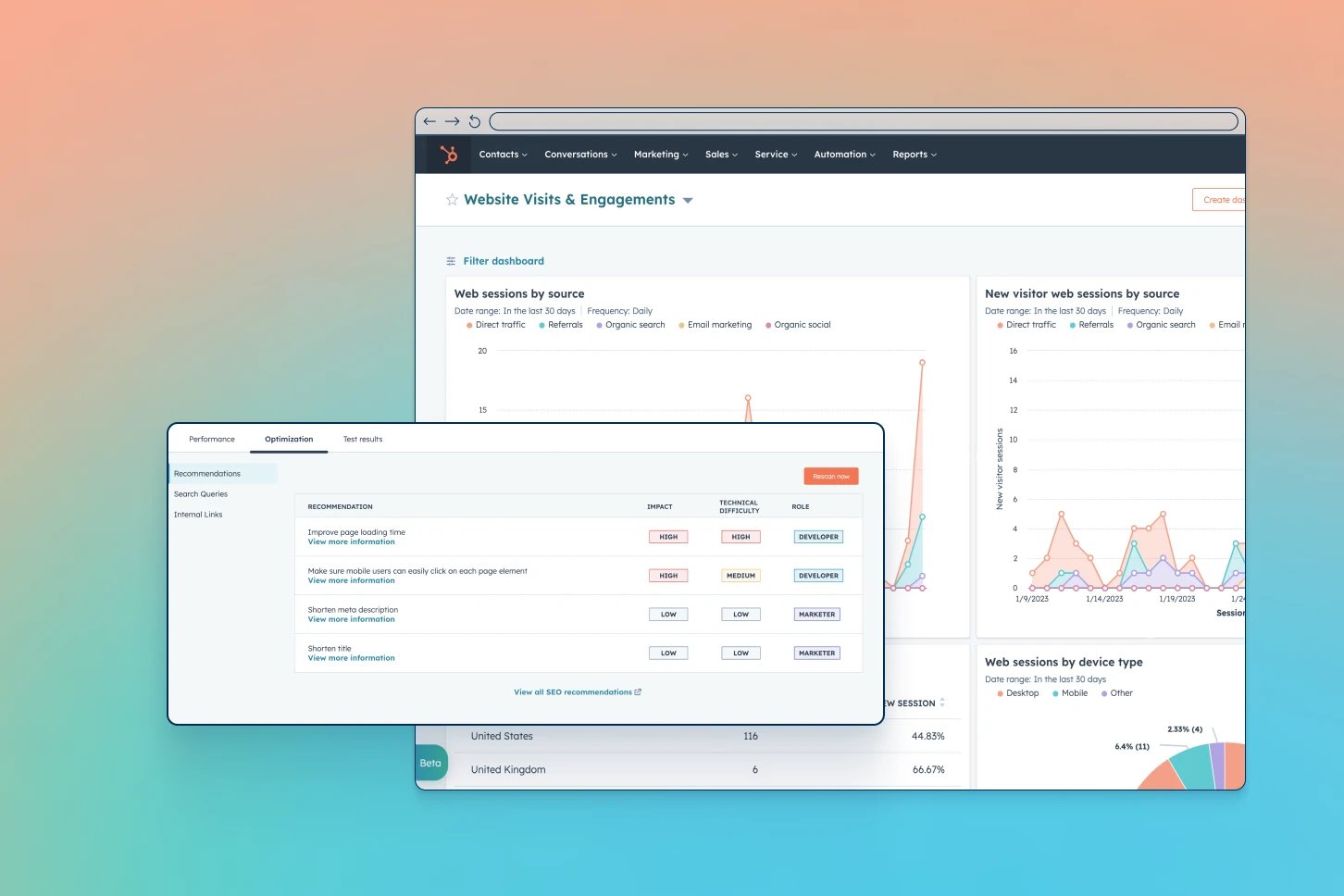 screenshot of HubSpot UI