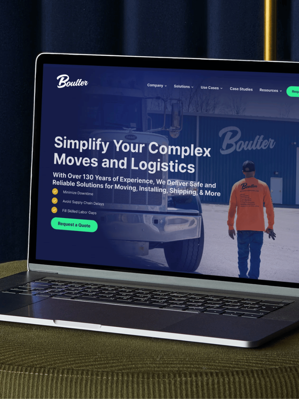 screenshot of web design for Boulter Industrial