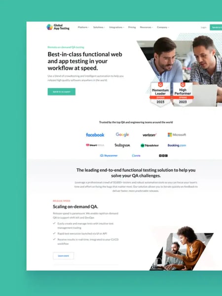 Global App Testing Website Screenshot