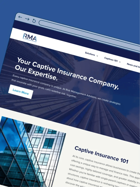 Screenshot of Risk Management Advisors website home page