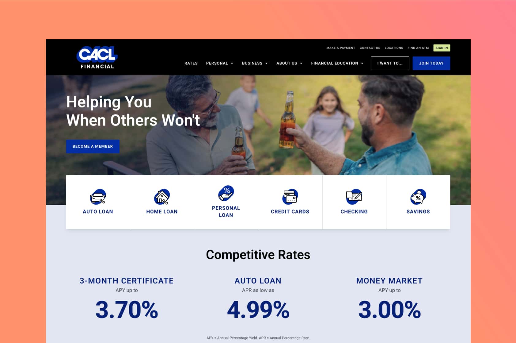 CACL Financial home page screenshot