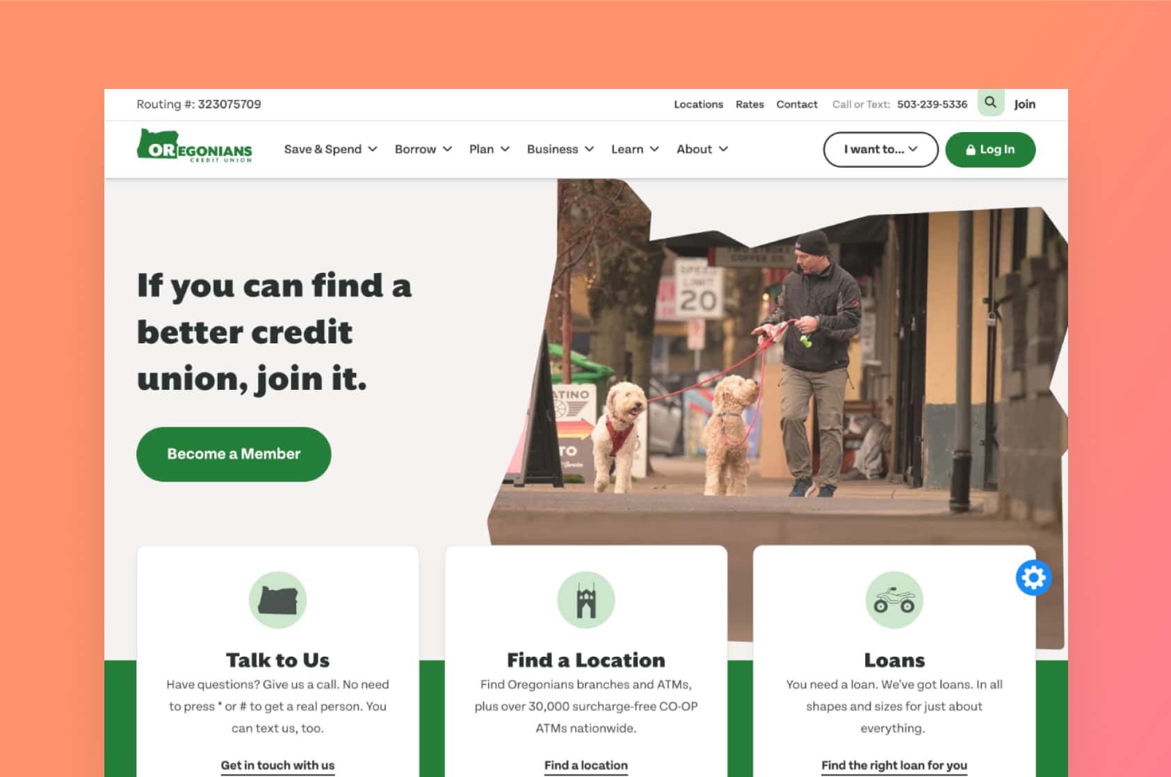 Oregonians Credit Union  home page screenshot