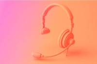 headset on an orange and pink gradient background representing customer service