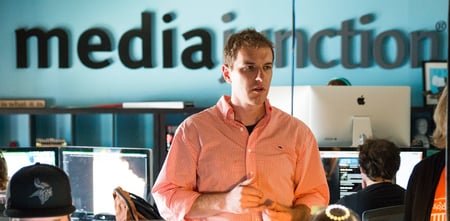 Nick Salvatoriello in media junction office. 